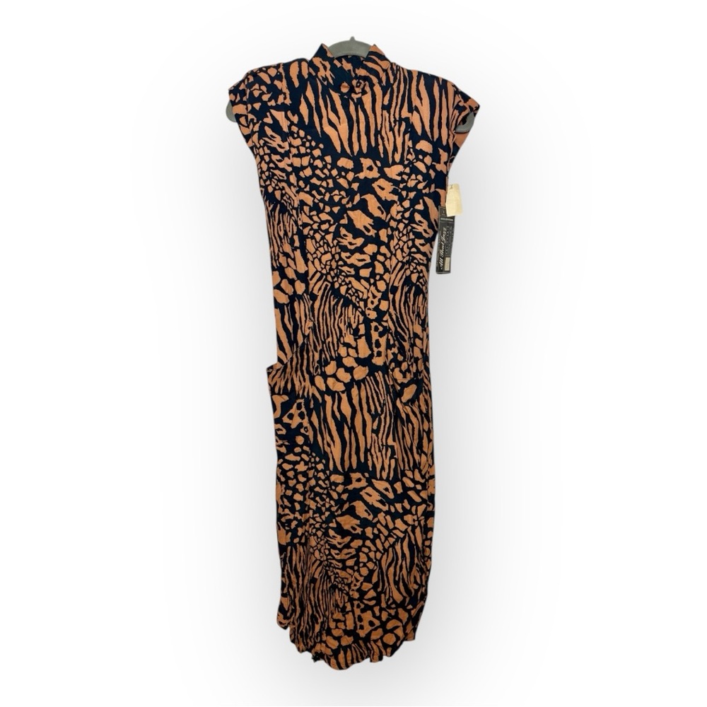 Vintage All That Jazz Abstract Animal Print Column Midi Dress NWT Small